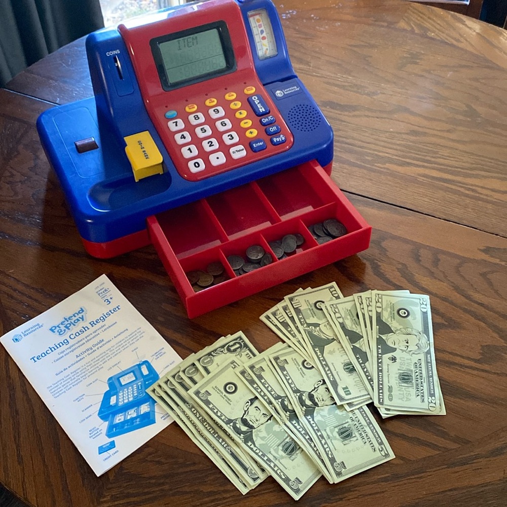 Learning resources pretend & play cash register as pictured with instructions
